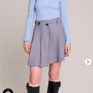 NWT Maje Wraparound Skirt in Blue Houndstooth 4